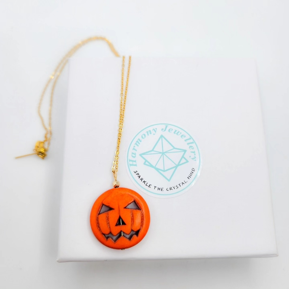 Pumpkin Halloween Gold plated chain necklace